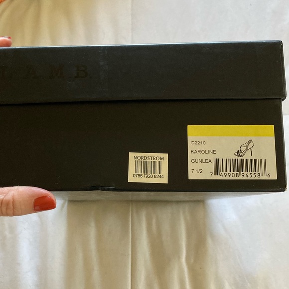 L.A.M.B. Karoline Gunmetal Leather Women’s High Heel Sandals - Picture 12 of 14